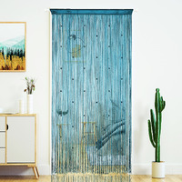 Yaoyue Beaded Curtain Door String Curtains For Doorway Tassels Beads Hanging Fringe Hippie Room Divider Window Hallway Entrance Wall Closet Bedroom Privacy Decor (Lake Blue  100?280Cm)
