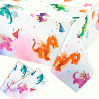 2 Pack Dragan Dinosaur Tablecloth - Dragan Dinosaur Table Cover For Party Fun - Colorful Dinosaur Table Covers For All Party Decorations - Disposable Plastic Table Cloth Kids Party - 54 X 108-Inch