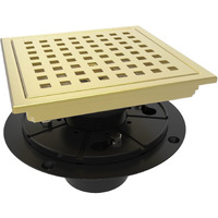 Webang 6 Inch Square Shower Floor Drain With Flange Quadrato Pattern Grate Removable Food-Grade Sus 304 Stainless Steel Watermark&Cupc Certified  Brushed Gold