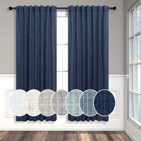 Navy Blue Curtains 63 Inch Length For Boys Room 2 Panel Back Tab Pocket Linen Semi Sheer Woven Textured Indigo Dark Blue Curtain For Kids Bedroom Nursery Game Playroom Nautical Farmhouse 52X63 Long