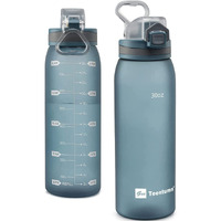 Teentumn 30Oz Sport Water Bottle With Time Markers  Large Durable Gym Plastic Bottle For Fitness  Outdoor Enthusiasts  Leakproof (Pack Of 1)