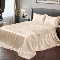 Vonty Satin Sheets Queen Silky Soft Satin Bed Sheets Beige Satin Sheet Set  1 Deep Pocket Fitted Sheet + 1 Flat Sheet + 2 Pillowcases