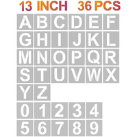 Yeajon 13 Inch Letter Stencils And Numbers  36 Pcs Alphabet Art Craft Stencils  Reusable Plastic Art Craft Stencils For Wood  Wall  Fabric  Rock  Chalkboard  Signage  Diy Art Projects