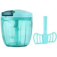 Ourokhome Manual Chopper Food Processor - Vegetable Masher For Onion  Garlic  Parsley With 5 Blades (Teal  900Ml)