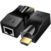Mvboone Hdmi Extender Adapter Over Cat5E/6 (1Pair)  Hdmi Repeater To Rj45 Ethernet Network Converter  4K Hd 1080P Up To 30M/98Ft  For Hdtv  Set-Top Boxes  Dvd  Ps4  Stb  Black