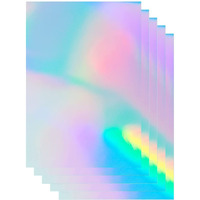50 Sheets Holographic Printable Sticker Paper 8.5 X 11 Inch Waterproof Sticker Paper Rainbow Vinyl Sticker Paper For Inkjet/Laser Printer