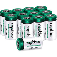 Rapthor Cr123A Lithium Batteries 3V 12 Pack 1650Mah High Capacity Cr123 Cr17345 Ptc Protection Non-Rechargeable 123A Photo Battery For Camera Flashlights Microphone Alarm System (Not For Arlo)