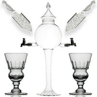 Absinthe Set - Glass Pearl Bubble Fountain Dripper With 2 Spouts  Absinthe Dripper Set  Complete With 2 Reservoir Pontarlier Glasses And Sugar Spoon Set