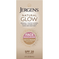 Jergens Natural Glow Face Moisturizer With Spf 20 Sunscreen  Fair To Medium Skin  Oil Free  Uva/Uvb Protection - 2 Oz