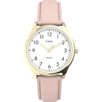 Timex Women's Modern Easy Reader 32Mm Watch - Rose Gold-Tone Case White Dial With Pink Genuine Leather Strap