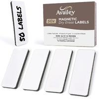 Availey 50 Pieces (3.2 X 1.2"") - White Magnetic Dry Erase Labels - Reusable Strips For Classroom Home Office Garage Refrigerator Blank Writable Erasable Cards Name Tags Students Locker Shelf