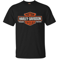 Harley-Davidson Men's Elongated Orange Bar & Shield Black T-Shirt 30290285 (5Xl)