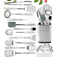 Home Hero 32 Pcs Stainless Steel Kitchen Utensils Set - Nonstick Stainless Steel Cooking Utensils Set - Heat Resistant Kitchen Essentials & Metal Kitchen Gadgets (32 Pcs Set)