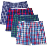 Fruit Of The Loom Mens Premium Tag-Free Cotton Boxer Shorts  Boxer - 4 Pack Woven Assorted  Large Us