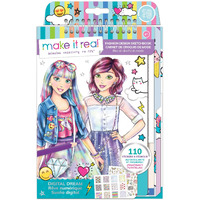 Make It Real: Fashion Design Sketchbook: Digital Dream - Includes 110 Stickers & Stencils  Draw Sketch & Create  Fashion Coloring Book  Tweens & Girls  Kids Ages 6+