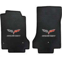 Lloyd Mats Heavy Duty Signature Rubber All Weather Floor Mats For Corvette C6 2005-2007.5 (Post Fastener) (2Pc - Fronts  Black)