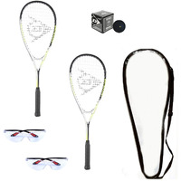 Dunlop Sports Beginner Squash Racquet Set (Includes 2 Racquets  2 Eyeguards  1 Ball  Cover)
