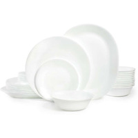 Corelle Vitrelle 38-Piece Service For 12 Dinnerware Set  Triple Layer Glass And Chip Resistant  Lightweight Round Plates And Bowls Set  Winter Frost White