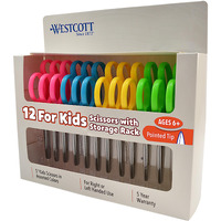 Westcott Right- & Left-Handed Scissors For Kids  5 Pointed Safety Scissors  Assorted  12 Pack (13141)