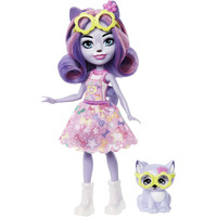 Enchantimals Small Doll & Accessories  City Tails Hadley Husky Doll & Sledder Dog Figure  Removable Skirt