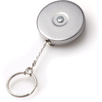 Key-Bak Original Chain Retractable Keychain With A 24"" Stainless Steel Chain  Chrome Front  Steel Belt Clip  8 Oz. Retraction  Split Ring