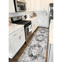 Moynesa Ultra-Thin Washable Runner Rug - 2'6"" X 10' Grey Long Hallway Rug Runner Kitchen Carpet Runner  Vintage Non Slip Low Pile Stair Floor Mat For Bathroom Bedroom Living Room Entry Way