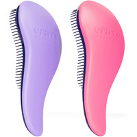Crave Naturals Glide Thru Detangling Brush For Adults & Kids Hair - Detangler Brush For Natural  Curly  Straight  Wet Or Dry Hair - Purple & Pink  2 Count