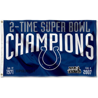 Indianapolis Colts 2X And 2 Time Super Bowl Champions Flag Outdoor Indoor 3X5 Foot Banner