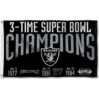 Las Vegas Raiders 3X And 3 Time Super Bowl Champions Flag Outdoor Indoor 3X5 Foot Banner