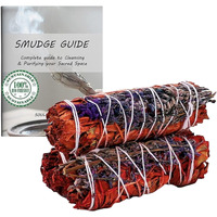 Ancientveda White Sage Dragon's Blood Smudge Sticks With Starter Guide | 3 Pack Flowers Sage Smudging | Floral Sage House Blessing For Cleansing  Meditation  Yoga  And Smudging (Lavender)