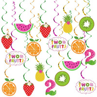 Twotti Frutti Birthday Decorations  Tutti Frutti Hanging Swirl Decorations  Pineapple Watermelon Strawberry Orange Summer Fruit 2Nd Birthday Party Decorations Tropical Fruit Party Supplies