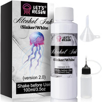 Let's Resin White Alcohol Ink For Epoxy Resin  Upgraded White Alcohol Ink 3.5Oz/100Ml  Alcohol-Based Resin Ink  White Resin Pigment For Resin Petri  Tumblers  Painting  Resin Art