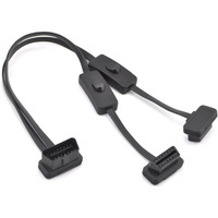 Ikkegol Obd2 Obdii 1 To 2 Ultra Low Profile 16 Pin Male To Female Y Splitter Cord Diagnostic Extension Cable With Individually Power Switch 50Cm / 20""