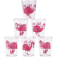 Fun Express Set Of 24 Pieces Luau Flamingo Plastic Shot Glasses  Holds 2 Oz  Bpa Free Plastic  Pool Party Supplies  Clear