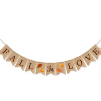 Swyoun Burlap Fall In Love Banner Fall Autumn Wedding Supplies Engagement Bridal Shower Garland Decoration