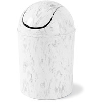Umbra 1.25-Gallon Mini Waste Can W/Swing-Top Lid - Small Garbage Bin For Compact Spaces Under Tables & Counters  Miniature Trashcan  Removable Lid For Kitchens Bathrooms Bedrooms Dorms  White Marble