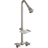Aolemi Outdoor Shower Kit Outdoor Shower Fixtures Faucet System With High Pressure Showerhead 2-Handle Exposed Shower With Brass Mix Valve 6 Inch Center With Soap Dish Brushed Nickel