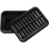 Certified Appliance Accessories Heavy-Duty Porcelain 8.5-In. X 12.75-In. Broiler Pan & Grill Set Black (50008)