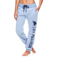U.S. Polo Assn. Essentials Womens Lounge Pants With Pockets  French Terry Sweatpants For Women (Blue Yonder Heather  Large)