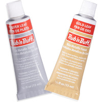 Amaco Rub N Buff Wax Metallic Finish 2 Color Kit - Gold Leaf And Silver Leaf Rub N Buff 15Ml Tubes - Versatile Gilding Wax For Finishing Antiquing And Restoration - Set Of 2 Rub And Buff Colors