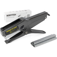 Bostitch Office B8 Plier Stapler Heavy Duty With 1250 1/4"" Staples - 45-Sheet No Jam - Full Strip Metal Industrial Stapler - 210 Staple Capacity - For Cardboard  Paper  Fabric