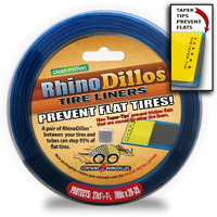 Rhinodillos Bicycle Tire Liners 700 X 28-35C Flat Prevention  Tough Silver Strip  Softer Blue Layer With Red Sticker