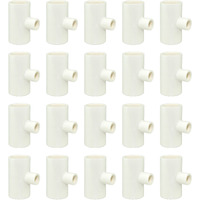 Cruzadel (20 Pack) Chicken Waterer Pvc Tee Fittings For Threaded Poultry Watering Cups - Schedule 40 Pvc 1/2 Inch Slip X 1/2 Inch Slip X 1/8 Inch Fpt