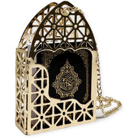 Islam Car Rear Mirror Mini Hangers - Islamic Ornament Al-Quran Ramadan Eid Muslim Car D?Cor Hanging Charm Decor Interior Accessories (Gold - Black)