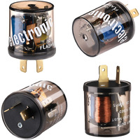 Reginary 4 Pcs 12V 2 Pin Electronic Led Flasher Relay Led Turn Signal Light Two Prong Round Heavy Duty 20 Amps Compatible Automobile Motorcycle Bike Fix Turn Signal Incandescent Bulbs Fast Flash