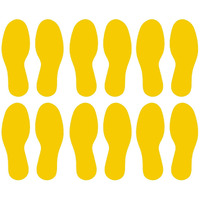 Litemark Durable Gloss Finish Yellow 9 Inch Medium Size Footprint Decal Vinyl Stickers | Great For Floors  Ceilings  Walls  And Most Smooth Surfaces | Pack Of 12 Footprints (6 Pairs)