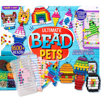 Made By Me Ultimate Bead Pets  Includes Over 1600 Beads  Carabiner Clips  Design Templates  Storage Cases  Create Your Own Backpack Keychain Kit  Diy Keychain Kit  Bead Art Crafts For Kids & Beginners