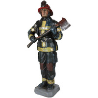 Ebros Gift Fireman In Full Suit Bunker Gear And Air Tank Holding An Axe Figurine 11"" Tall Civil Service Hero Freedom Fire Fighter Decorative Sculpture 911 Emergency Fire Man Brigade
