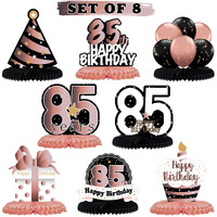 Lingteer Happy 85Th Birthday Rose Gold Table Honeycomb Centerpieces Cheers To 85Th Birthday 85 Years Old Party Table Decorations Gift Sign.