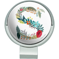 Graphics & More Letter S Floral Monogram Initial Golf Hat Clip With Magnetic Ball Marker